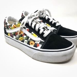 Vans Old Skool Sneakers Women’s 7 Mens 5.5 Black Floral Canvas Skater Unisex